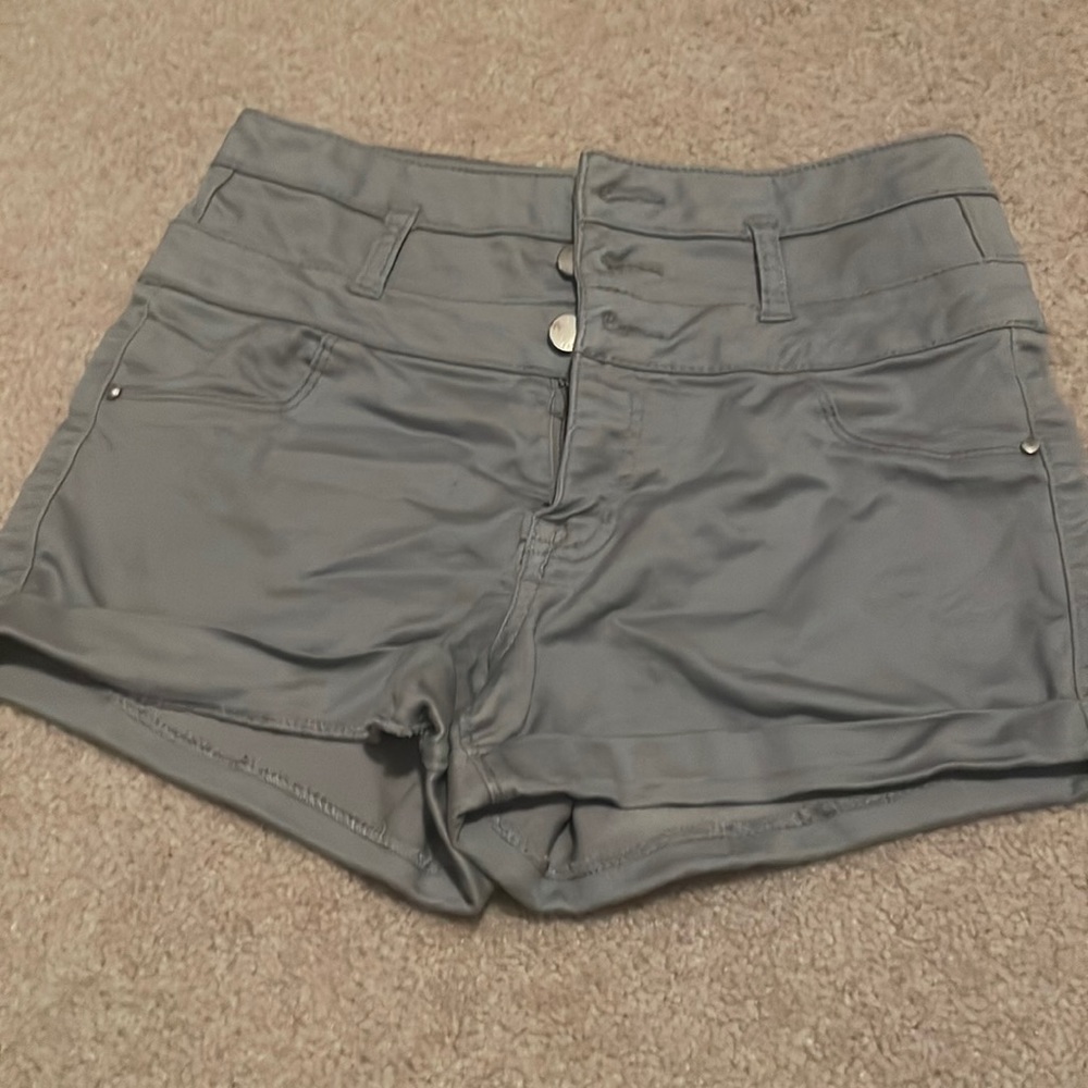 Grey high waisted jean shorts